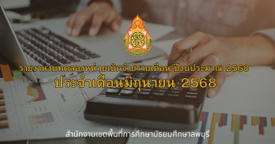 รายงานงบทดลองหน่วยเบิกจ่ายรายเดือน ประจำเดือนมิถุนายน 2568